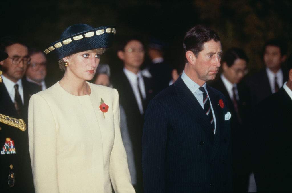 Prince Charles and Diana, Princess of Wales visit the National Cemetery in Seoul, South Korea on Nov. 2, 1992.