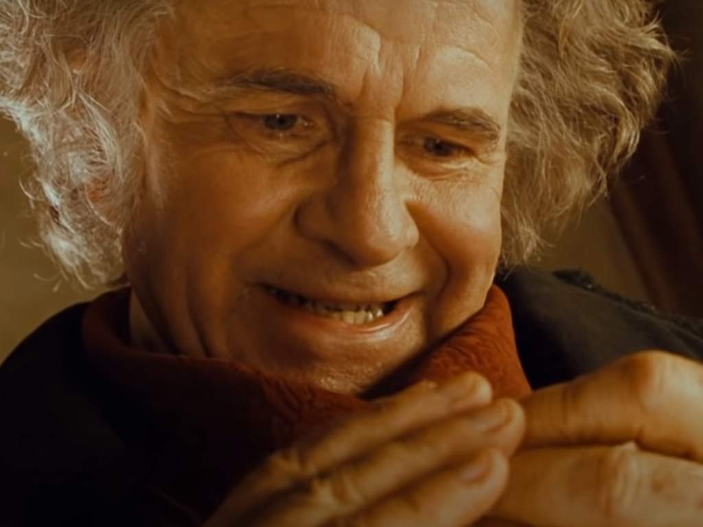 Ian Holm as Bilbo Baggins in Peter Jackson’s ‘The Lord of the Rings: The Fellowship of the Ring’ (2001).