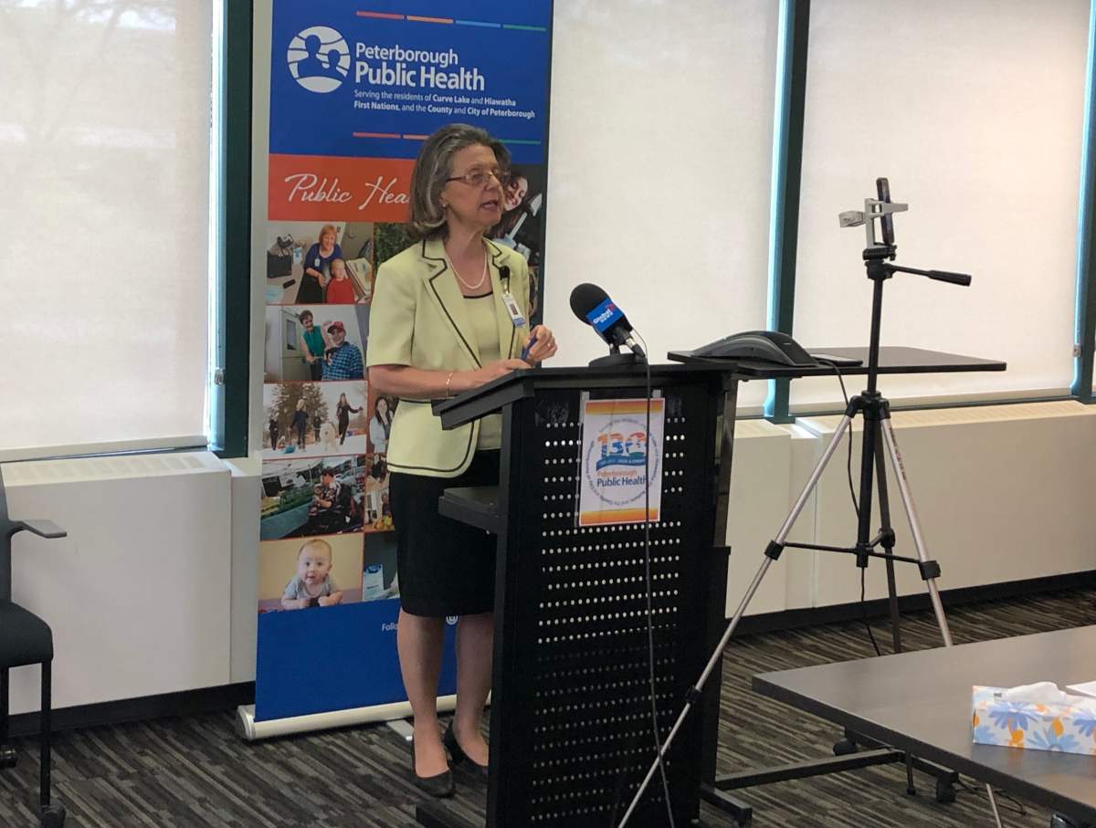 Dr. Rosana Salvaterra, medical officer of health for Peterborough Public Health, provides an update on the coronavirus pandemic during a media conference on Wednesday.