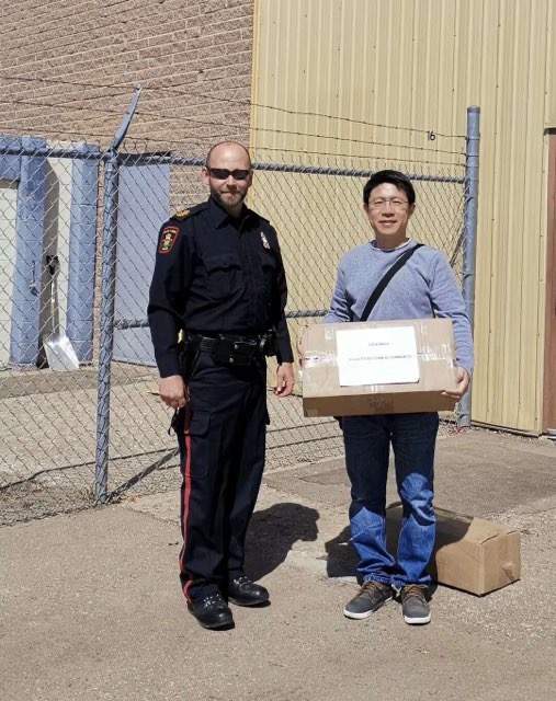 One of the donations of masks members of Saskatoon’s Chinese community made to Saskatoon police.