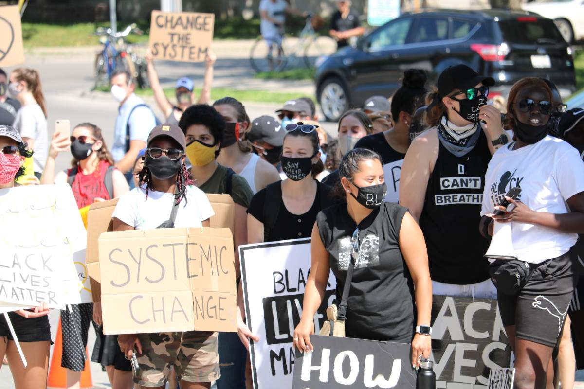 There were around 1000 people outside London City Hall to call for an end to the systematic racism with police departs towards Black and Ingenious people. June 20. 2020.