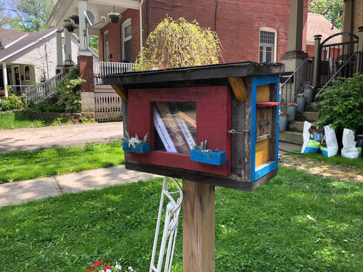 Little Free Library on a street in London.