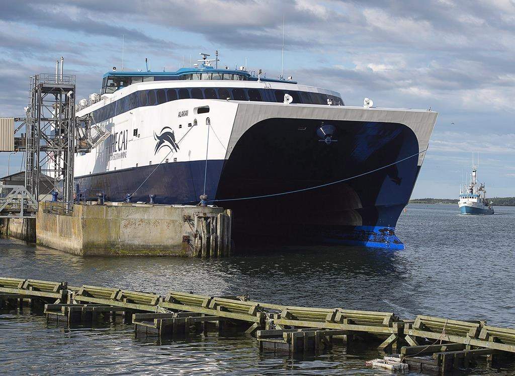 An update on the Bay Ferries Ltd. website says its high-speed catamaran ferry service between Yarmouth, N.S., and Bar Harbor, Maine, is expected to start in the spring of 2022.