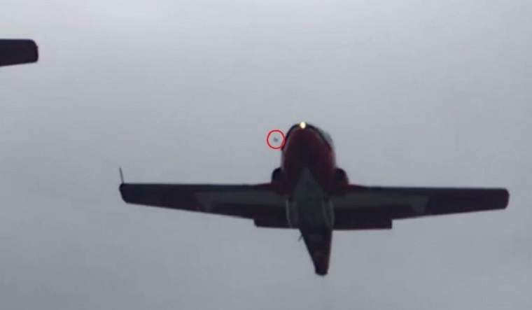 The Canadian Forces are looking at the possibility a bird strike (circled in red) may have caused the deadly Snowbirds crash in May 2020.