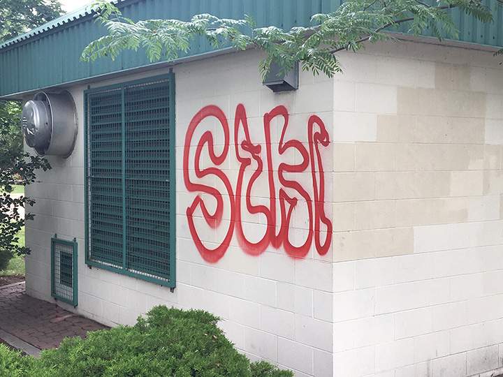 More graffiti at Boyce-Gyro Park in Kelowna.