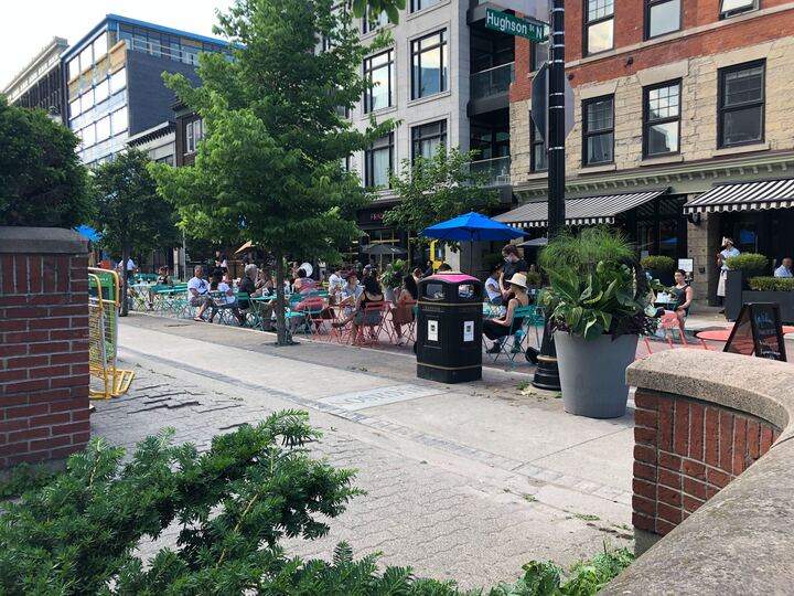 One of Hamilton's most dramatic patio expansions has allowed 10 restaurants to benefit from the closure of a portion of King William St.