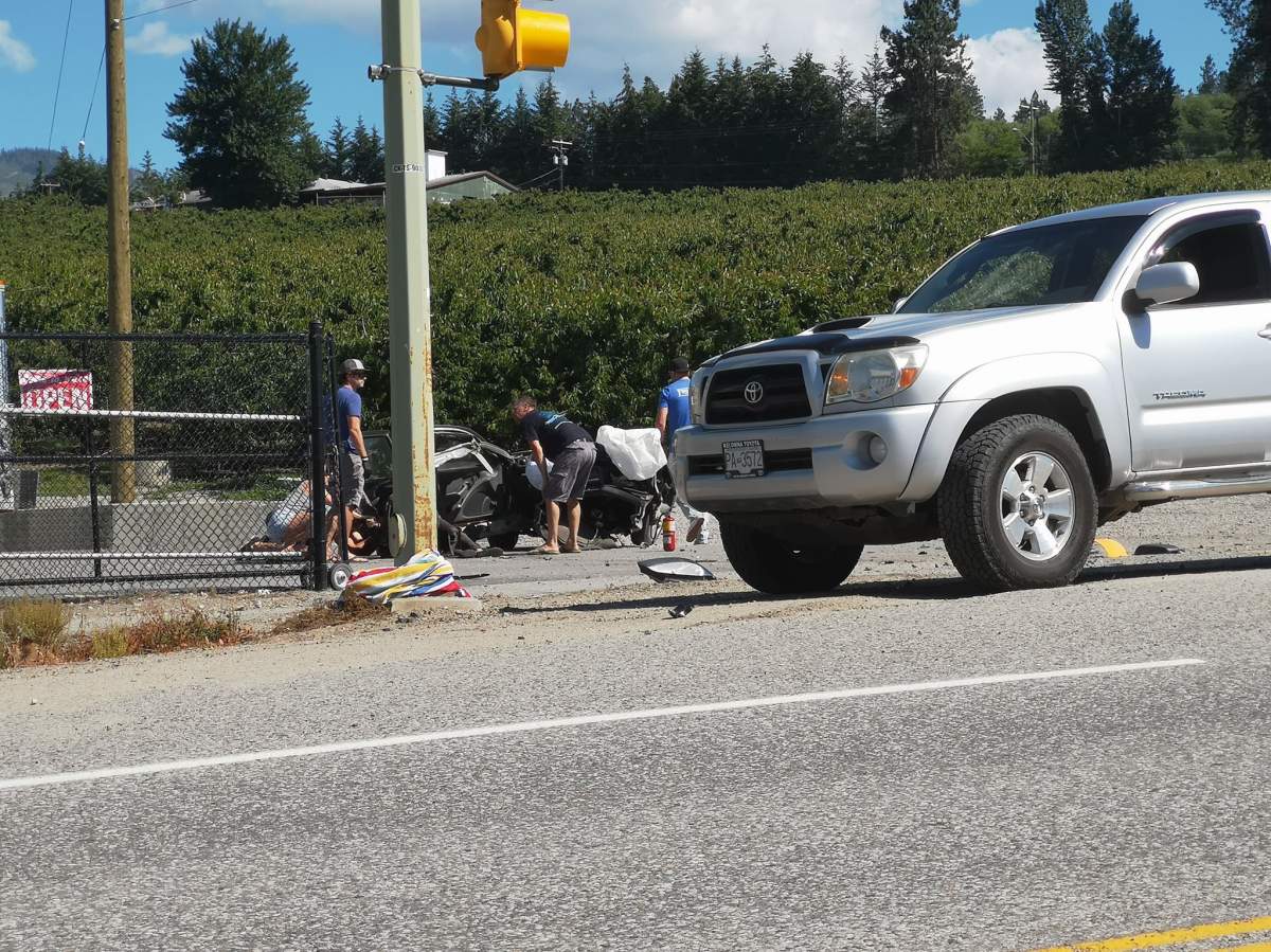 A female driver was rushed to hospital after colliding with a telephone pole on Thursday afternoon on Lakeshore Road near Sun City Cherries.