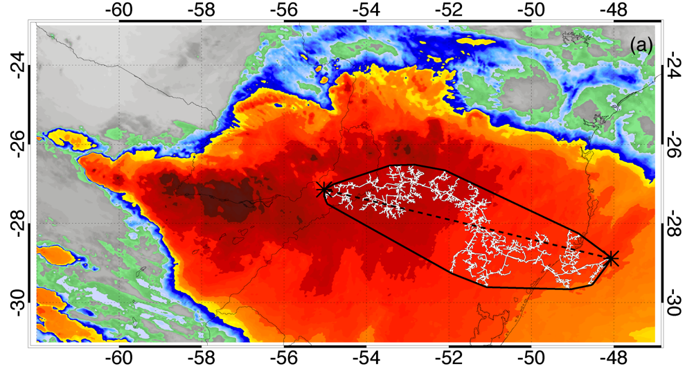 Satellite imagery shows a record-setting lightning flash in Brazil on Oct. 31, 2018.