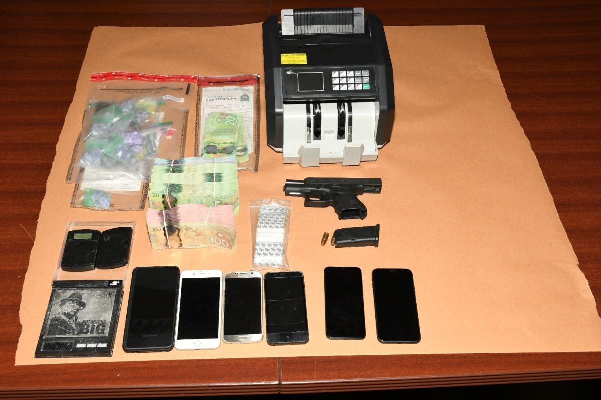 Several items were seized after a home in the 1700 block of Dundas Street, as well as a car, were searched in London, Ont., on June 25, 2020.