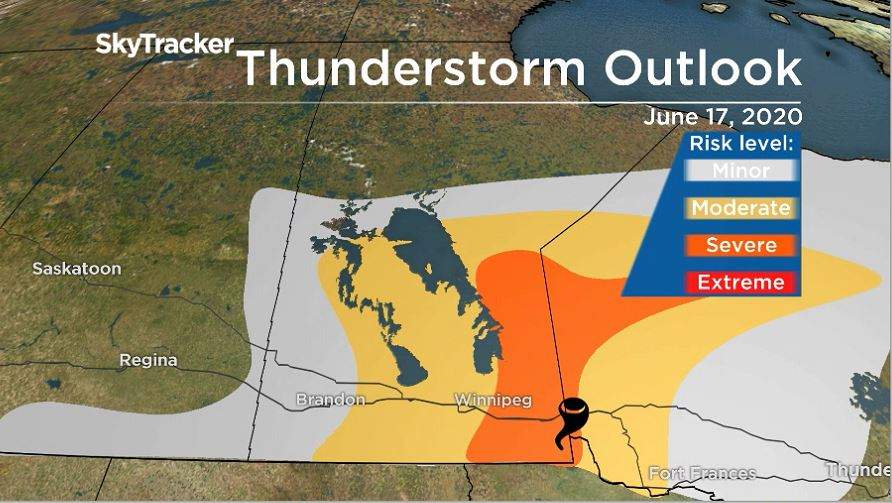 Thunderstorm Outlook for June 17, 2020.