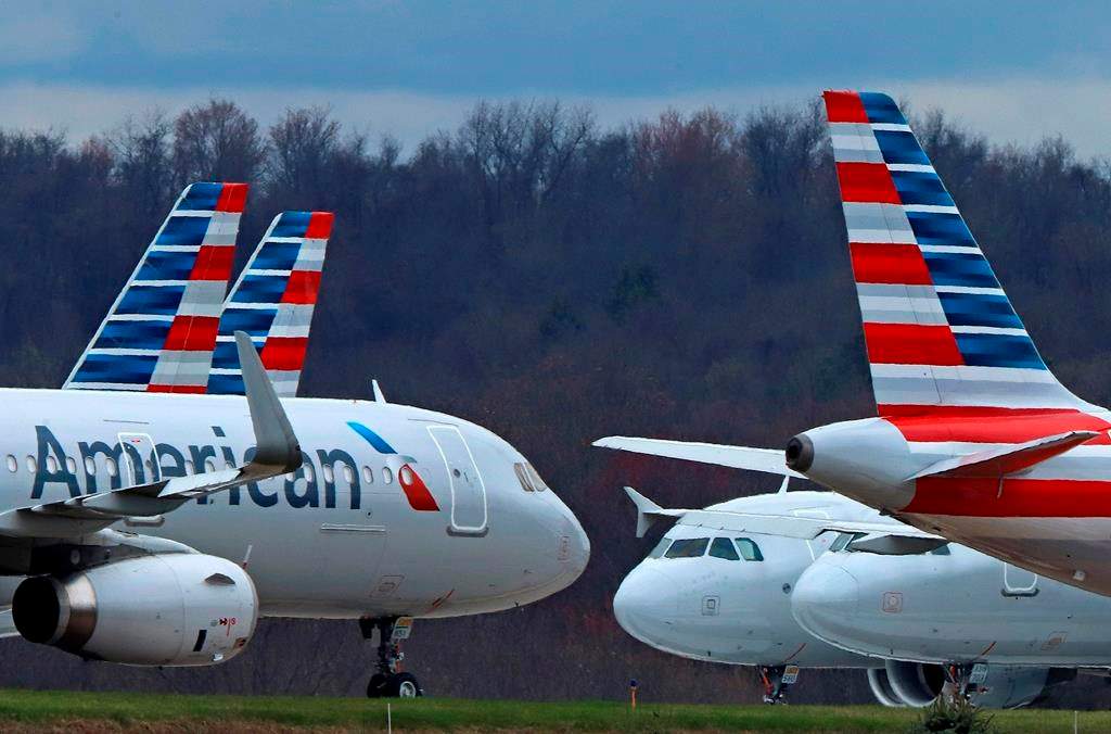American Airlines planes are shown in this photo taken March 31, 2020.