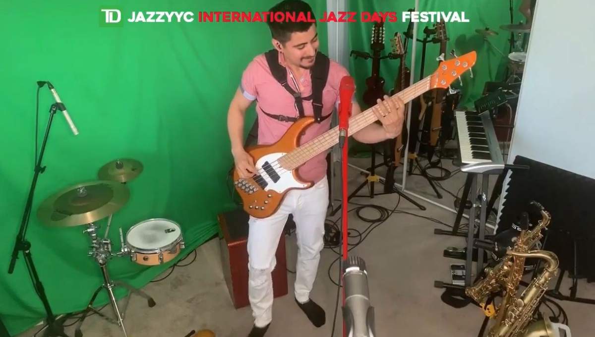 Oliver Miguel performs with multiple instruments during Calgary’s virtual jazz fest.