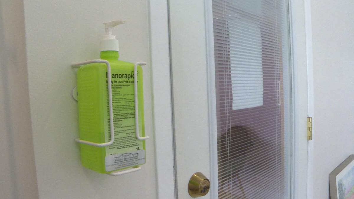 Many clinics have hand sanitizer available for clients to use upon entry.