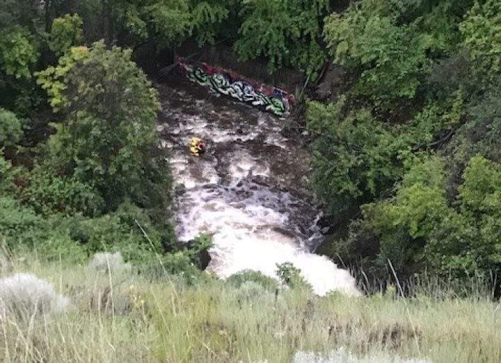 First responders rescue a person swept into a West Kelowna creek on Saturday evening. 