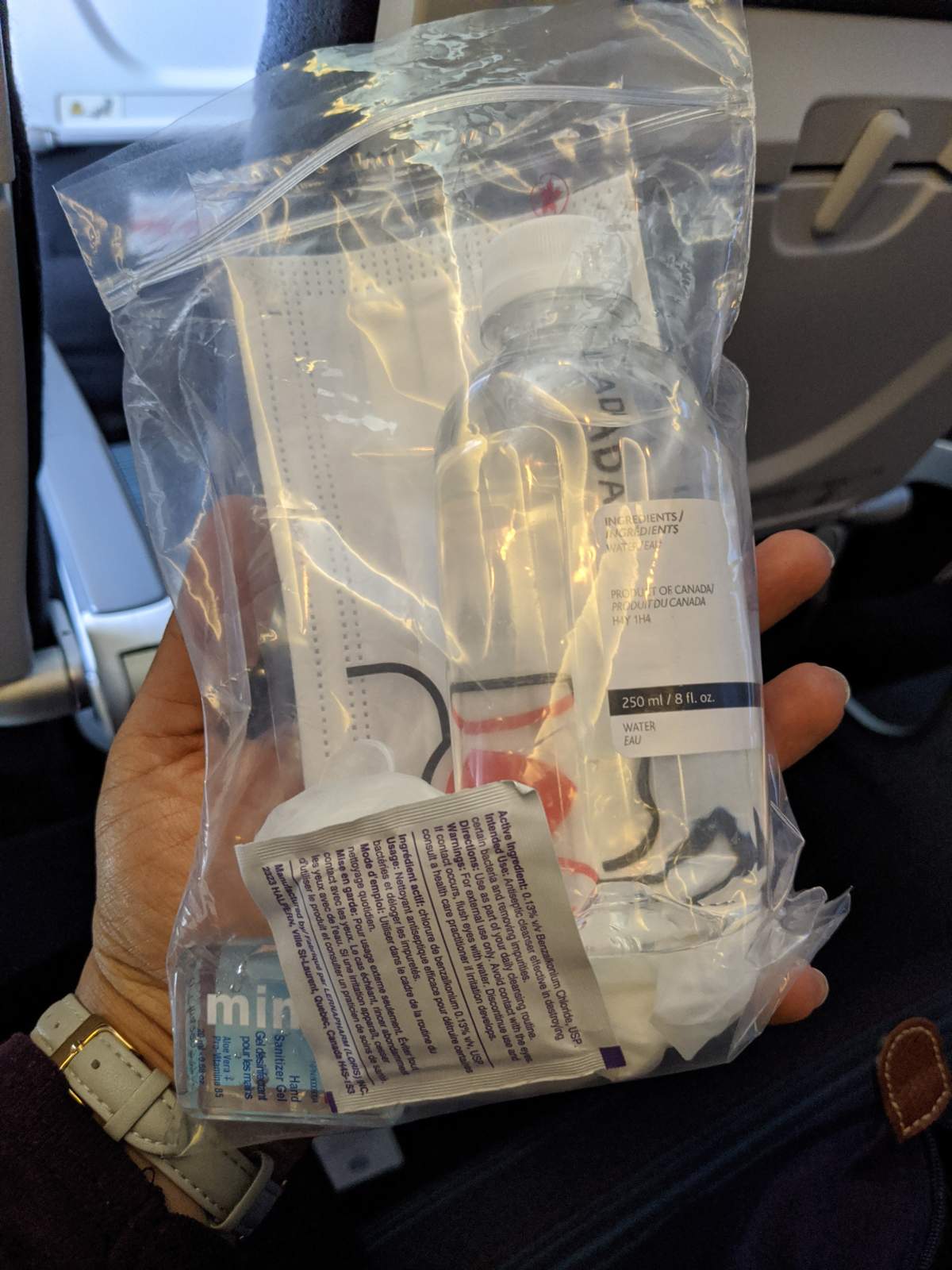 Passengers flying with Air Canada in June were provided with PPE kits.