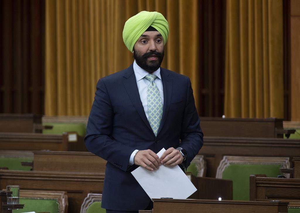 Innovation, Science and Industry Minister Navdeep Bains rises during a special committee on the COVID-19 pandemic in Ottawa, Wednesday May 20, 2020.