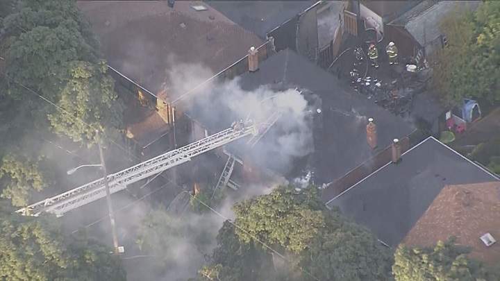 An aerial photo of the fire.