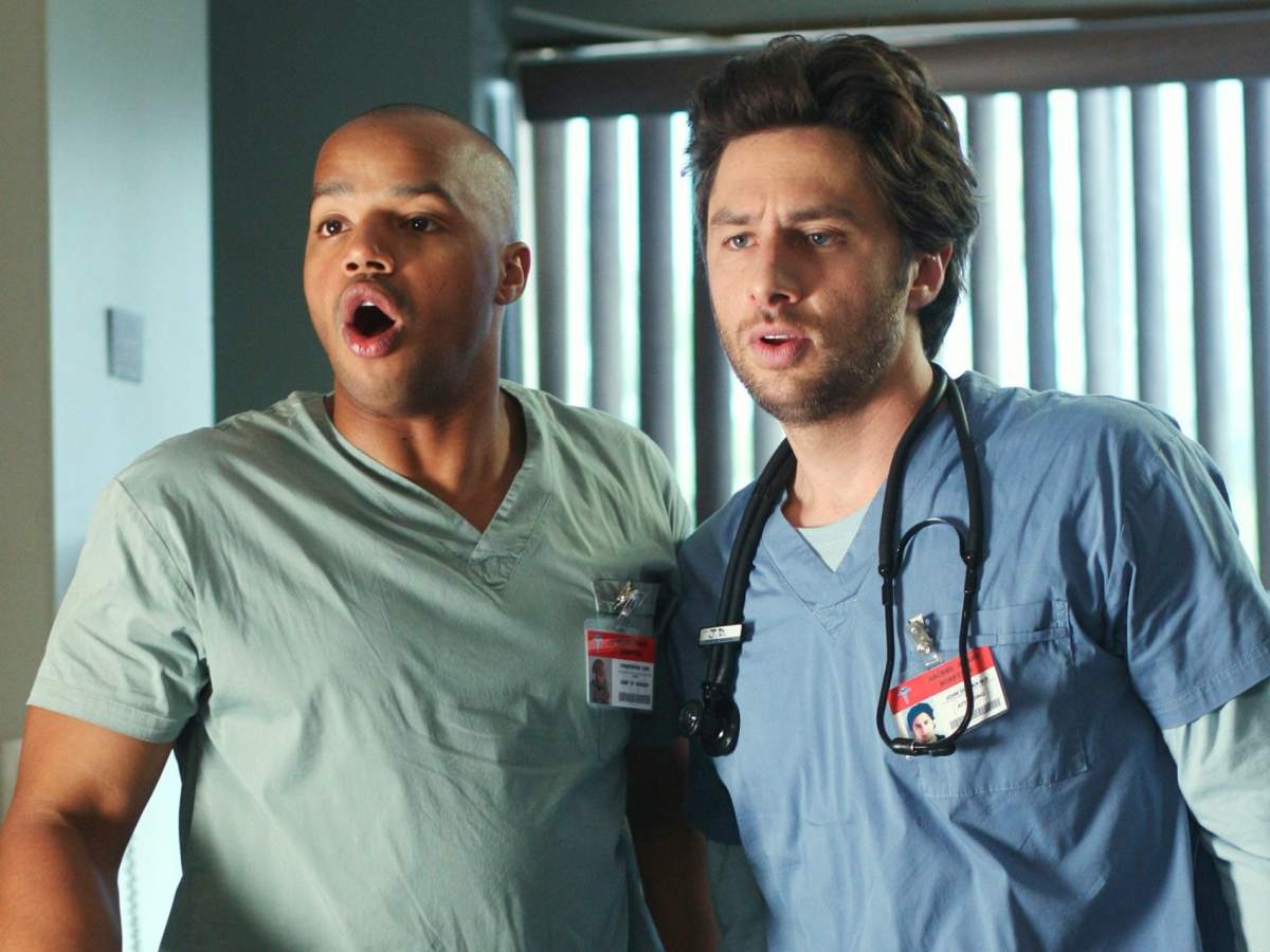 Donald Faison and Zach Braff in 'My Chief Concern' on 'Scrubs,' aired April 29, 2009.