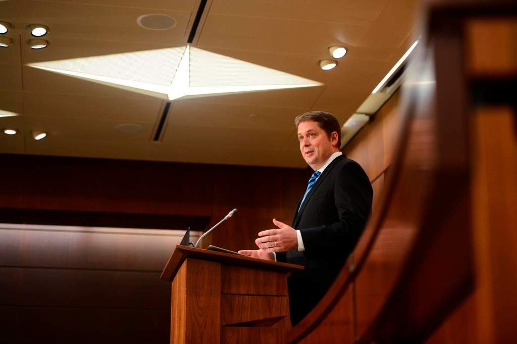Conservative leader Andrew Scheer holds a press conference on Parliament Hill during the COVID-19 pandemic in Ottawa on Monday, June 8, 2020.