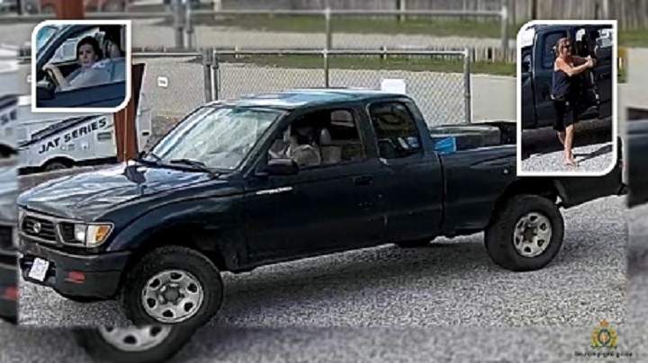 Police are looking for two suspects who reportedly stole a tent trailer off of a storage site in Salmon Arm.