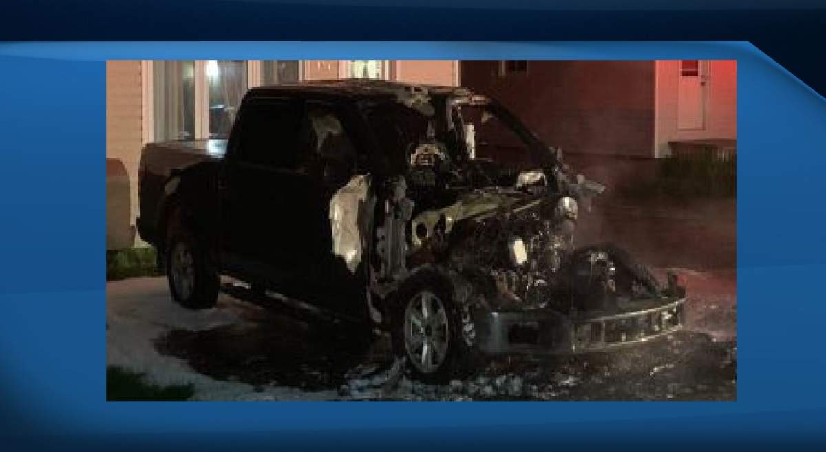 Police say the vehicle was completely destroyed. 
