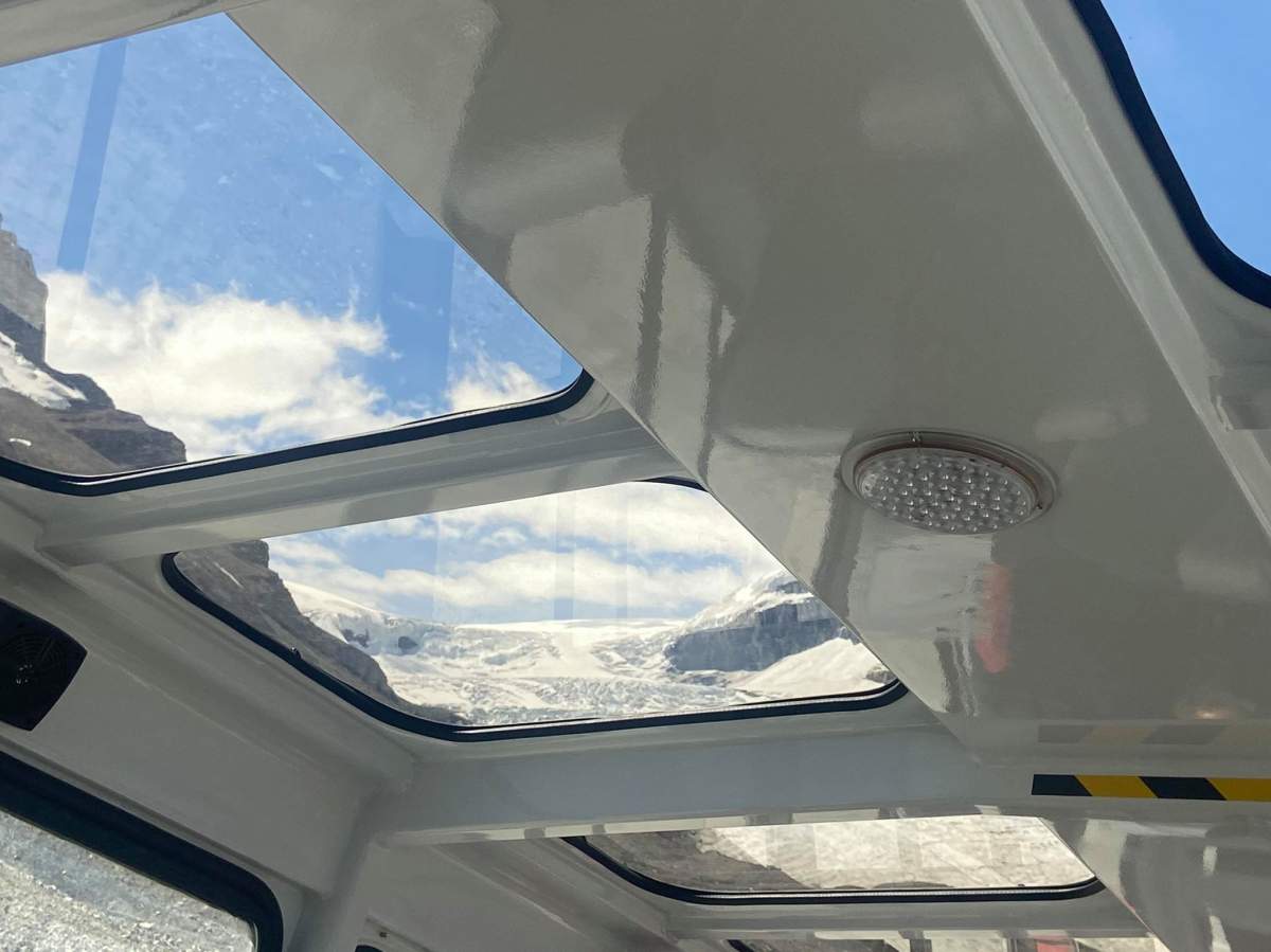 A picture from inside the bus Susan Andrew and her daughter Kadence took Saturday, July 18, 2020 at the Columbia Icefield.