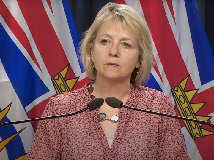 B.C. provincial health officer Dr. Bonnie Henry looks on during her daily COVID-19 briefing.