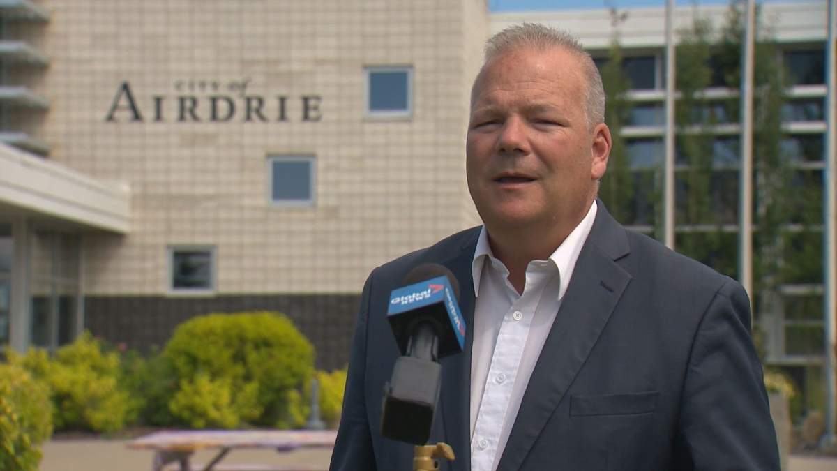 File photo of Airdrie Mayor Peter Brown after announcing it would not instate a mask requirement, on July 28, 2020.