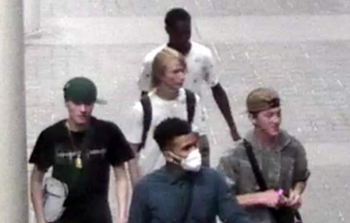 Police released a photo on Tuesday of five suspects wanted in a stabbing investigation.