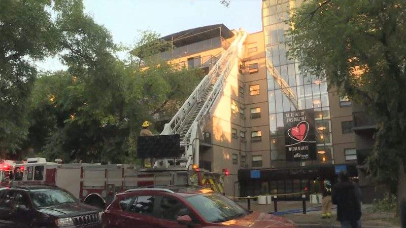 Smoke and fire could be seen from the top floor of an apartment building in the 1300 block of 13 Avenue Southwest.