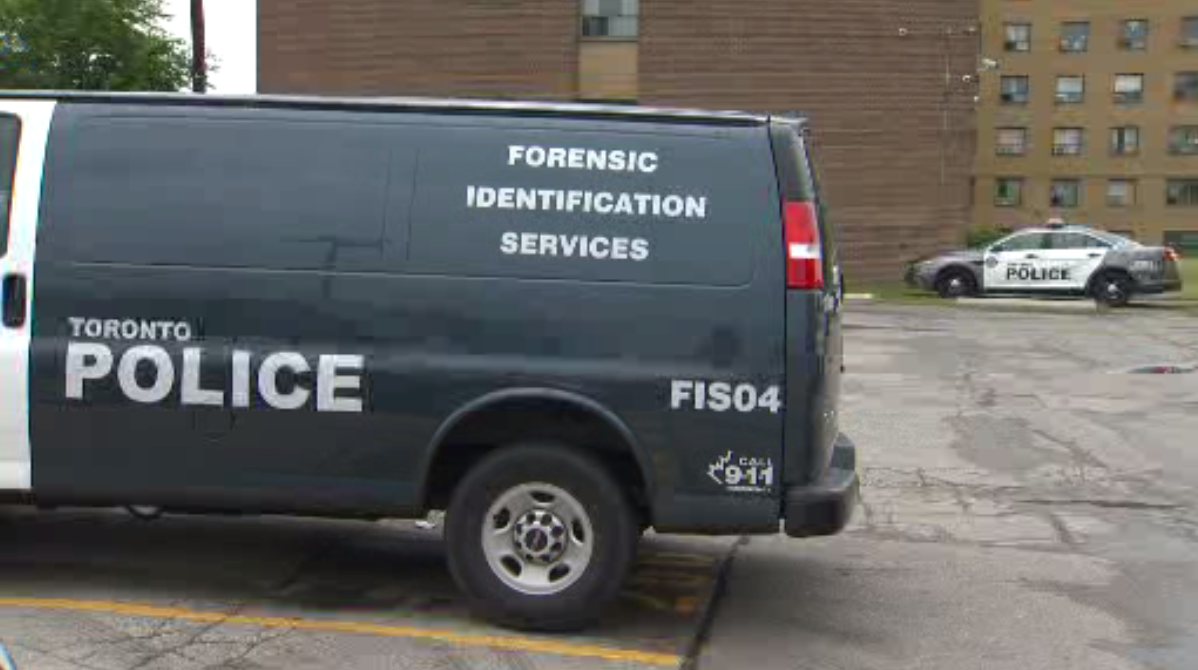 The scene of the stabbing in North York on Saturday. Police said the incident occurred inside of an apartment unit.