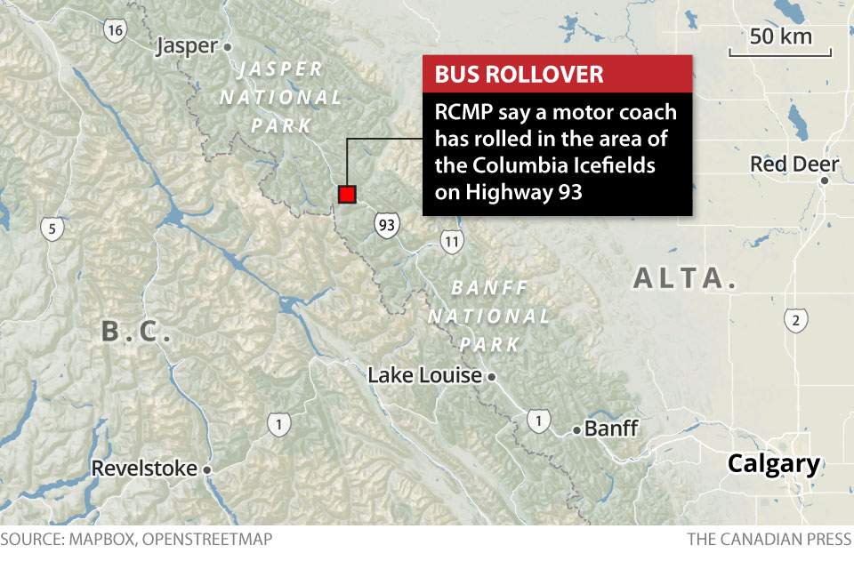 3 dead after motor coach rollover near Jasper: RCMP - image