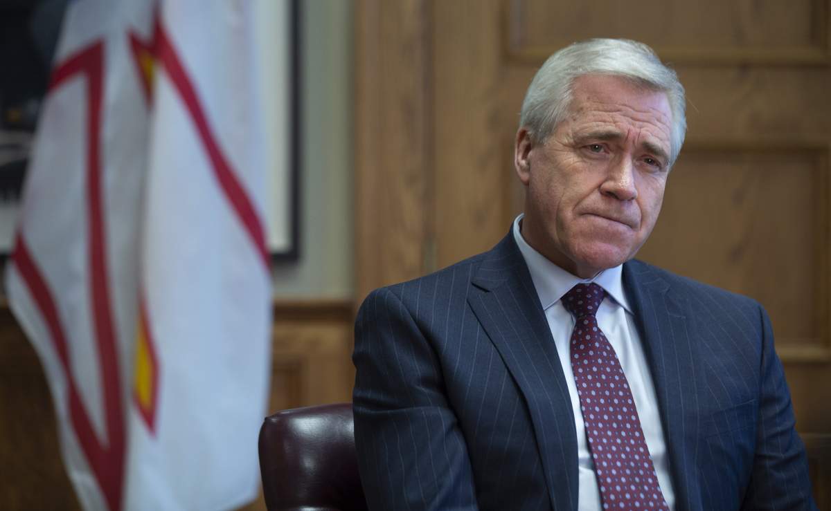 Newfoundland and Labrador Premier Dwight Ball poses in his office at the Confederation Building in St. John's on Tuesday, February 18, 2020. 