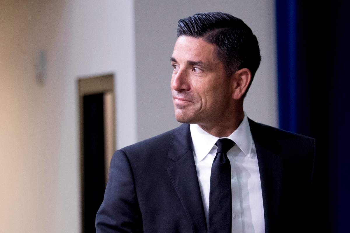 FILE - In this Thursday, July 2, 2020, file photo, acting Homeland Security Secretary Chad Wolf arrives at a naturalization ceremony for 16 new Americans at the Eisenhower Executive Office Building on the White House complex in Washington.