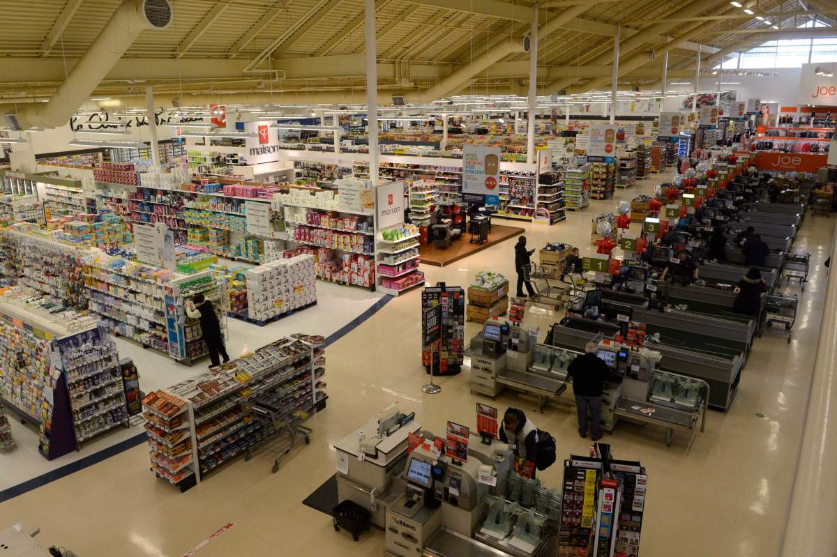 Shoppers are seen in a Loblaws in Montreal on Monday, March 9, 2015. 
