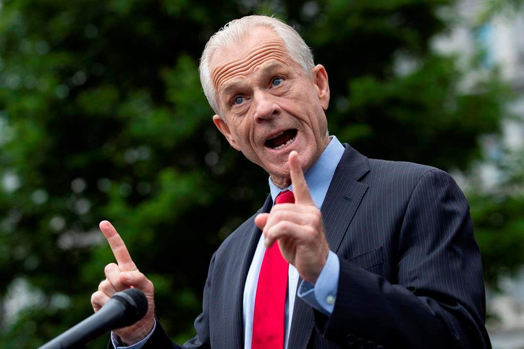 White House trade adviser Peter Navarro speaks with reporters at the White House, Thursday, June 18, 2020, in Washington.