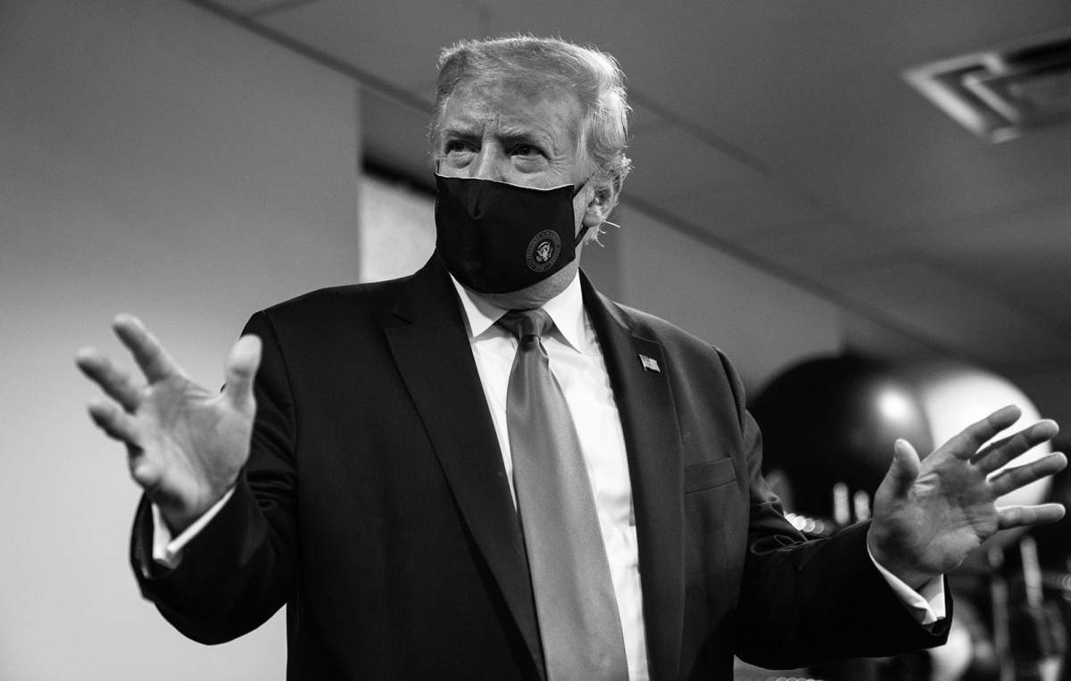 Trump tweeted a photo of himself on Monday, saying it is "patriotic" to wear a mask amid the coronavirus pandemic. 