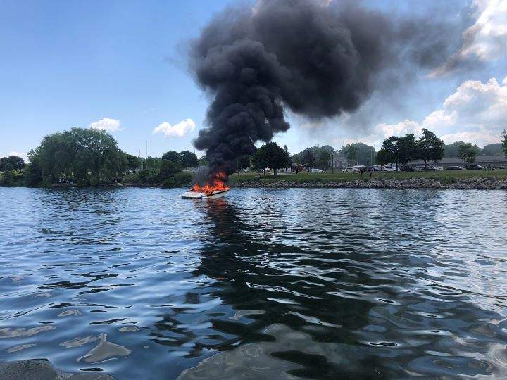 Several people were rescued after a boat caught fire in Barrie, Ont., on Canada Day.