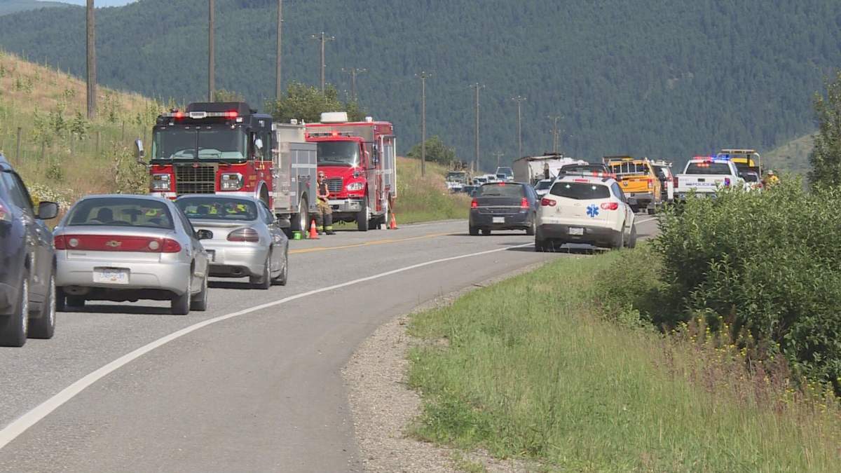 Traffic was backed up because of a serious collision between a motorcycle and vehicle Tuesday afternoon. 