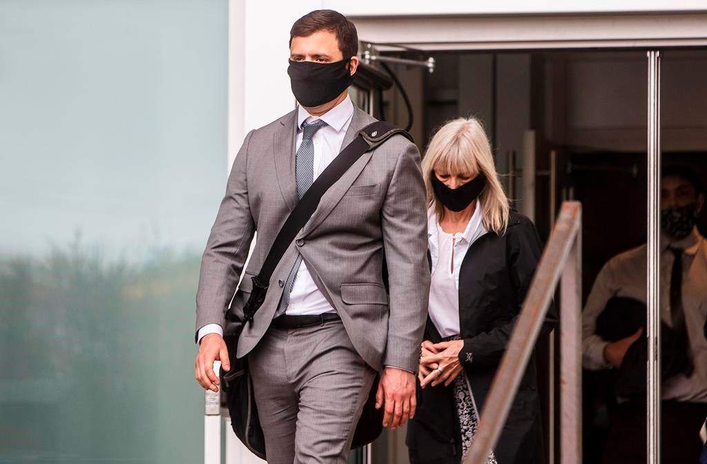Matthew McKnight walks out of court during a break in Edmonton on Wednesday, July 8, 2020.