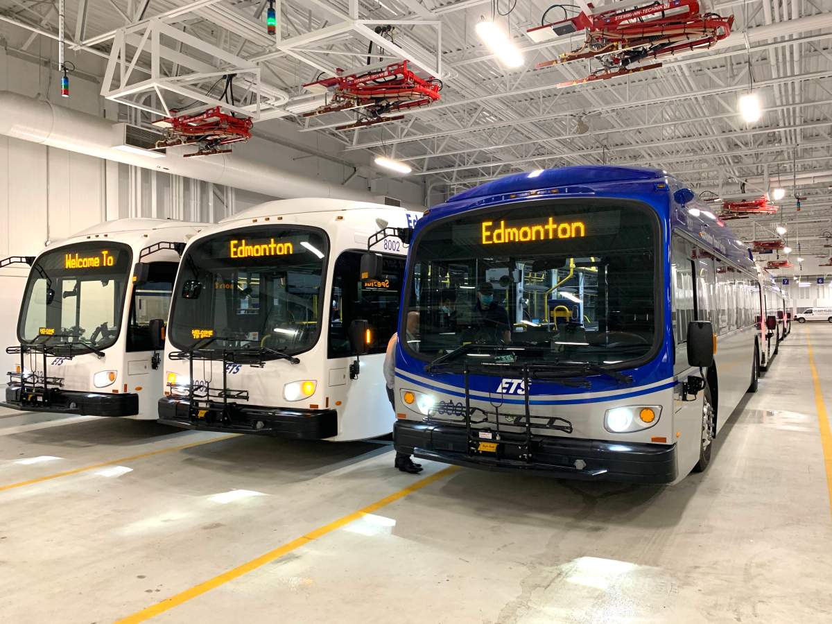 The City of Edmonton has acquired 21 electric-battery buses for public transport.