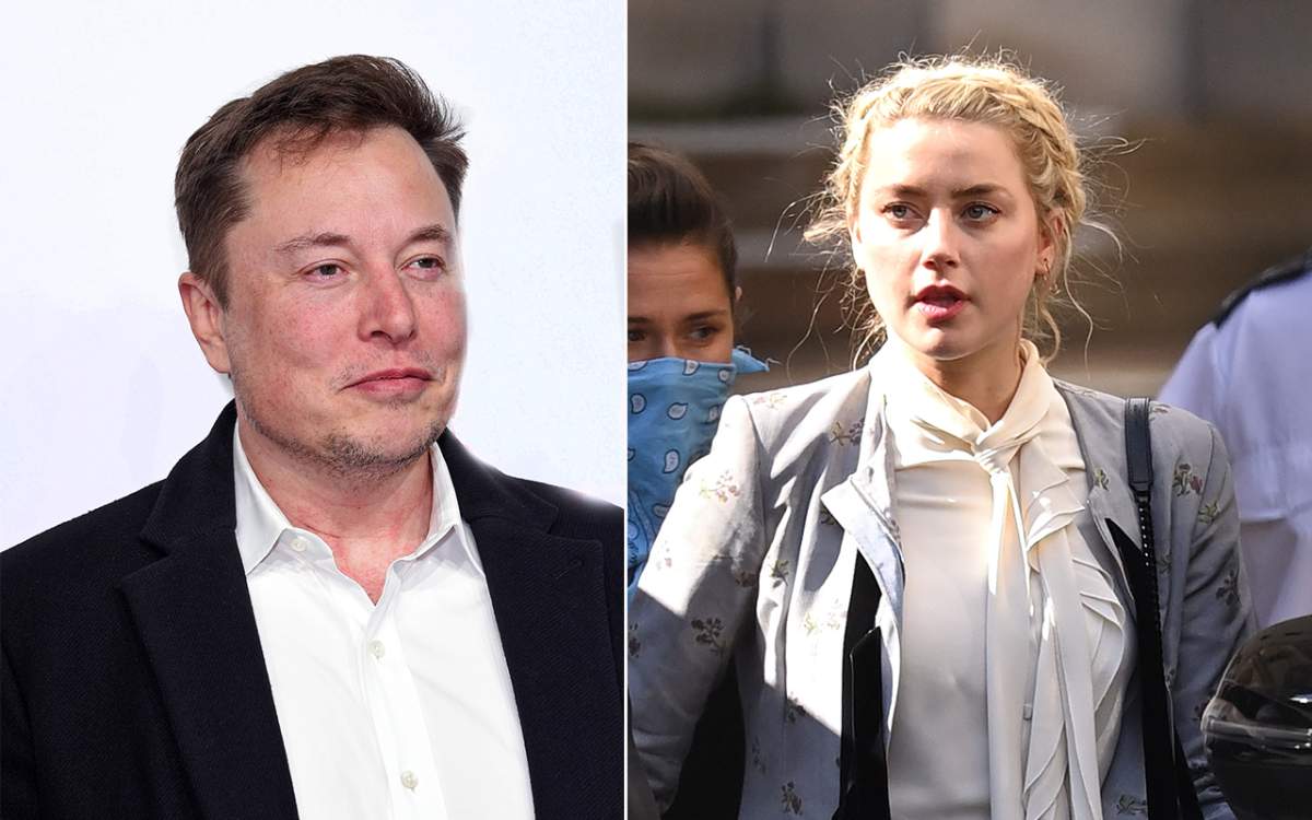 (L-R): Elon Musk and Amber Heard.
