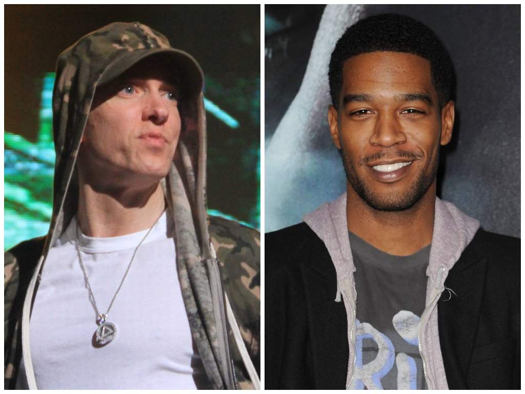 American rappers Eminem and Kid Cudi.