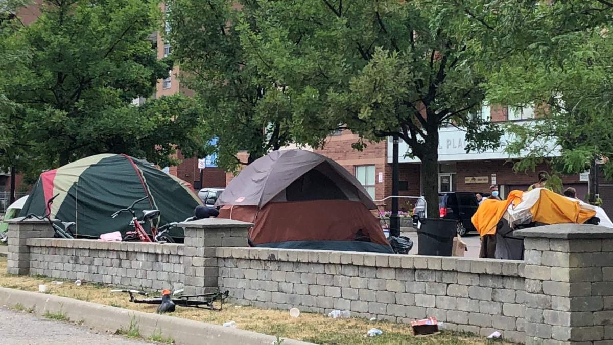 A homeless encampment on Ferguson Avenue North.