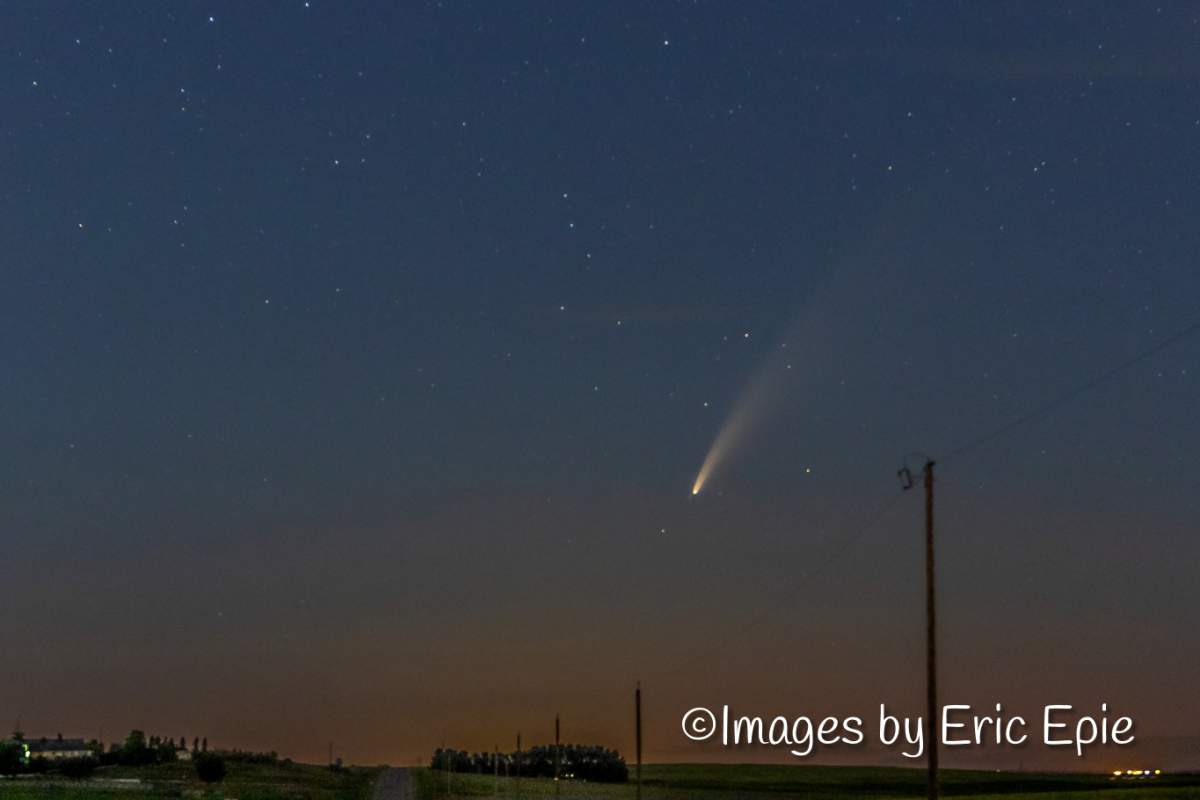 A shot of the comet taken near Balzac, Alta.