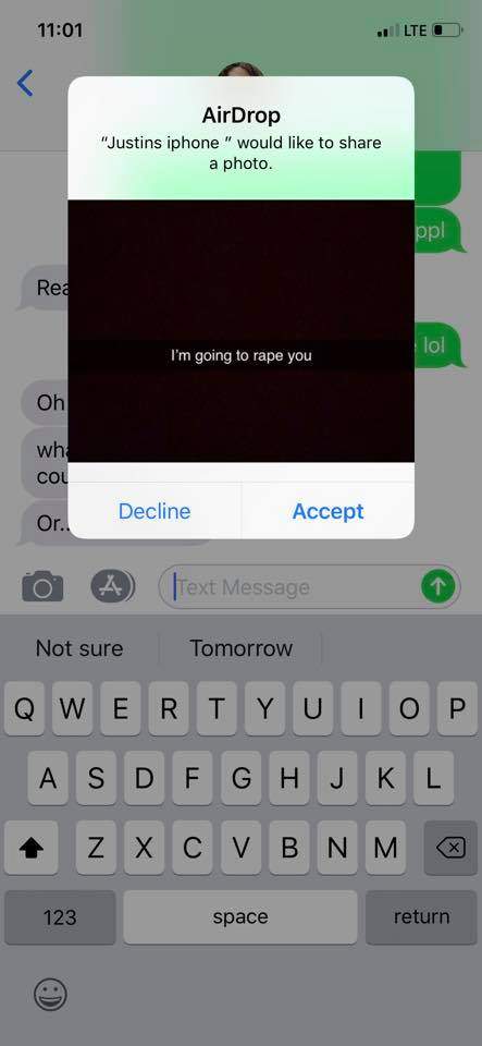 The screenshot of the message that was shared on Facebook.