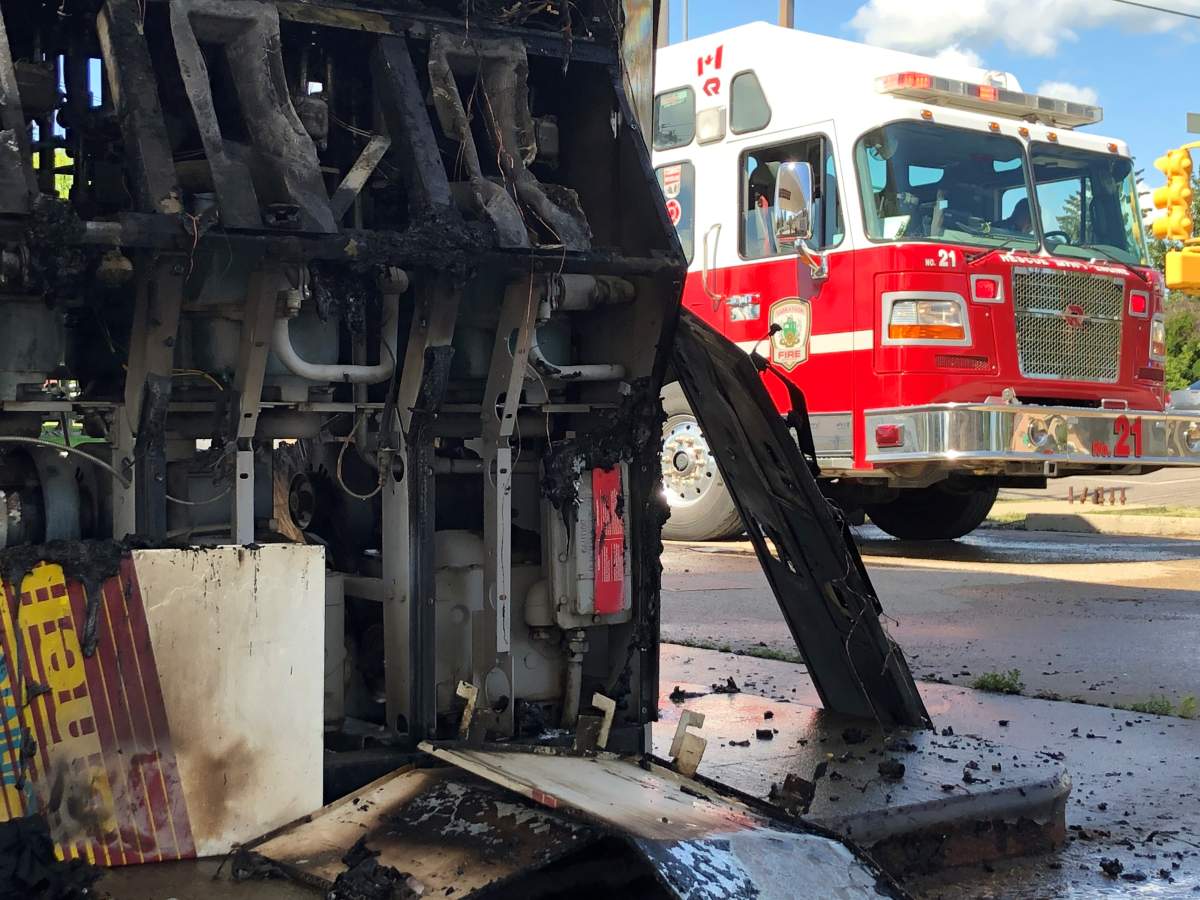 Fire crews and police officers were called to the abandoned gas station at 20th Street and Avenue W S for a small fire on Sunday afternoon.