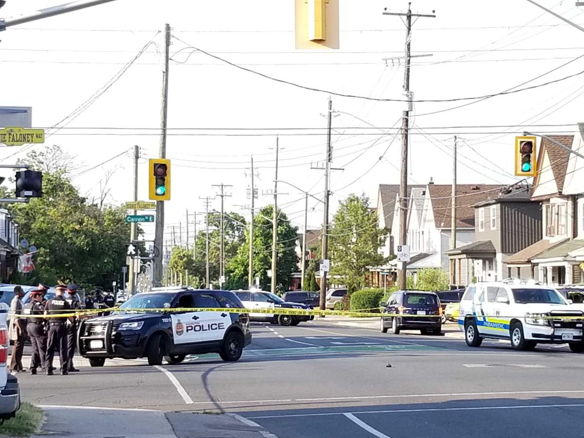 Hamilton police investigating the scene of a shooting near Gage Avenue North and Cannon Street East.