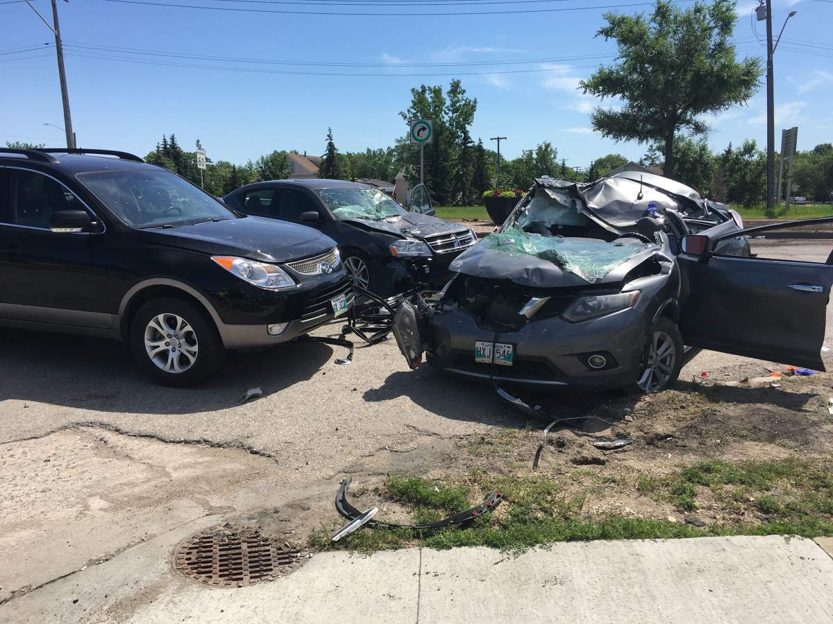 A crash near the Perimeter Highway closed Portage Avenue in both directions Friday, July 3, 2020.