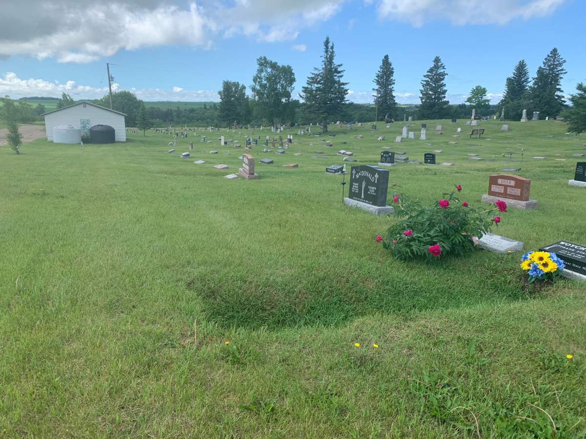 Gravesites at the Minnedosa Cemetery have sunken in.